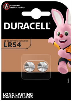 DURACELL® LR54 / V10GA / LR1130 / 189  Knopfzelle Alkali-Mangan im 2er Blister